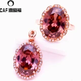 Ювелирное украшение, золотая инкрустация камня, комплект, Россия, 14 карат, розовое золото, с драгоценным камнем