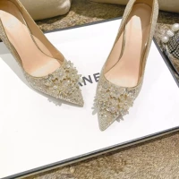 Свадебные туфли, подходит с юбкой, обувь на высоком каблуке для невесты, цвета шампанского, для подружки невесты, против усталых ног, коллекция 2023