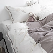 Mục vụ đơn giản bộ đồ giường bằng vải cotton gió của bộ bốn thêu Hàn Quốc khâu thêu chăn bông bộ - Bộ đồ giường bốn mảnh