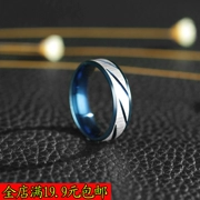 Nhẫn nam màu xanh phiên bản Hàn Quốc của vòng titan thép vòng trang sức cá tính nhẫn nam nhẫn trang trí