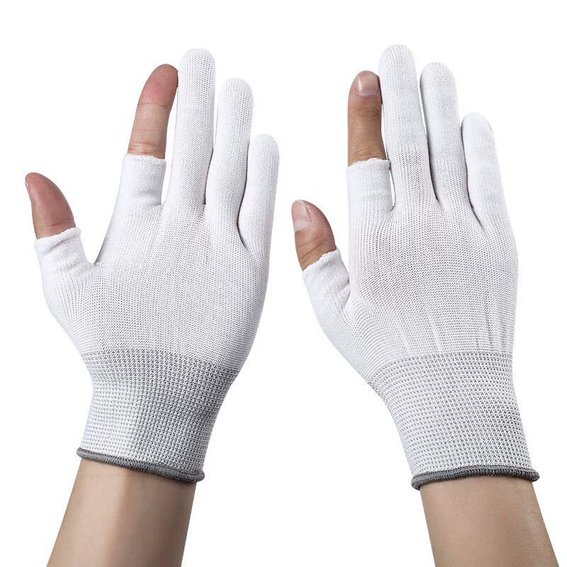 Đôi nửa ngón tay mùa hè sợi nylon siêu mỏng thoáng khí găng tay bảo hộ lao động đàn hồi chống mài mòn khi lái xe bảo vệ nam và nữ nghi thức găng tay cách nhiệt 