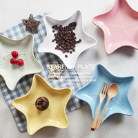 Sáng tạo Rainbow Ocean Series Handmade Bộ đồ ăn bằng gốm Home Tấm trái cây Salad Salad Món tráng miệng Tấm sao biển - Đồ ăn tối đĩa giấy dùng 1 lần