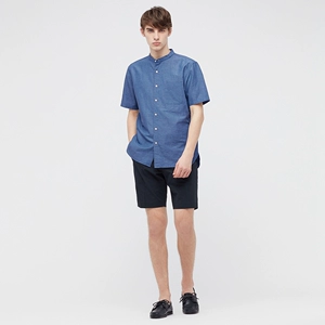 Uniqlo Мужской миан Миан Стоя на шее рубашку (короткие рукава) 436515 Uniqlo