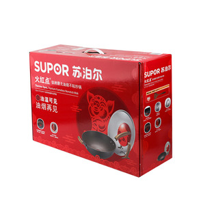 Вок Supor Fire Red Dot титановый износостойкий, без масла, с антипригарным покрытием 32см