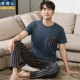 Pyjama nam cotton mùa hè quần ngắn tay phần mỏng cỡ lớn phục vụ tại nhà nam cotton nửa tay mùa hè mới