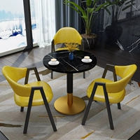 Желтая кожа один стол три стулья