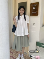 Японская двухэтажная кукла, рубашка, юбка в складку, кукольный воротник, плиссированная юбка