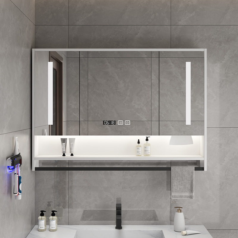 tủ gương wc Tủ gương phòng tắm thông minh treo tường có đèn nền chống sương giá gương phòng tắm tích hợp hộc tủ riêng biệt tủ gương nhà tắm thông minh tu guong nha tam