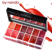 By nanda 彩 彩 12 色 唇 palette Bảng màu son thạch pha lê Lasting dưỡng ẩm làm sáng son bóng