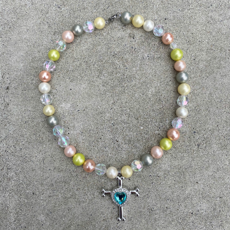 X001&FairySrrybabeCOSMICCRYSTALS crystal universe Pearl Necklace gemstone Angel wings