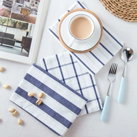 Đơn giản Nhật Bản kẻ sọc màu xanh và trắng sọc khăn ăn cotton linen mat bảng vải nhà vải che bảng vải Phương Tây khăn bàn đẹp