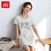 Fu Nilai mùa xuân và mùa hè của phụ nữ váy ngủ cotton thoáng khí thời trang giản dị hoạt hình đặt đầu về nhà váy ngủ nữ 16076 - Đêm đầm Đêm đầm