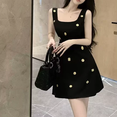 Ретро летняя юбка, платье без рукавов, французский стиль, в стиле Шанель, подходит для подростков, изысканный стиль