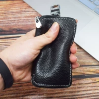 Da tay làm bên trong và bên ngoài lớp đầu tiên của túi da khóa nhà đa chức năng gói thẻ mini lưu trữ túi chìa khóa thật - Trường hợp chính hộp đựng chìa khóa