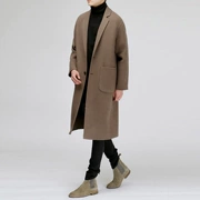 2017 mùa đông mới người đàn ông Hàn Quốc đôi phải đối mặt với cashmere coat len ​​nam phần dài áo len coat men