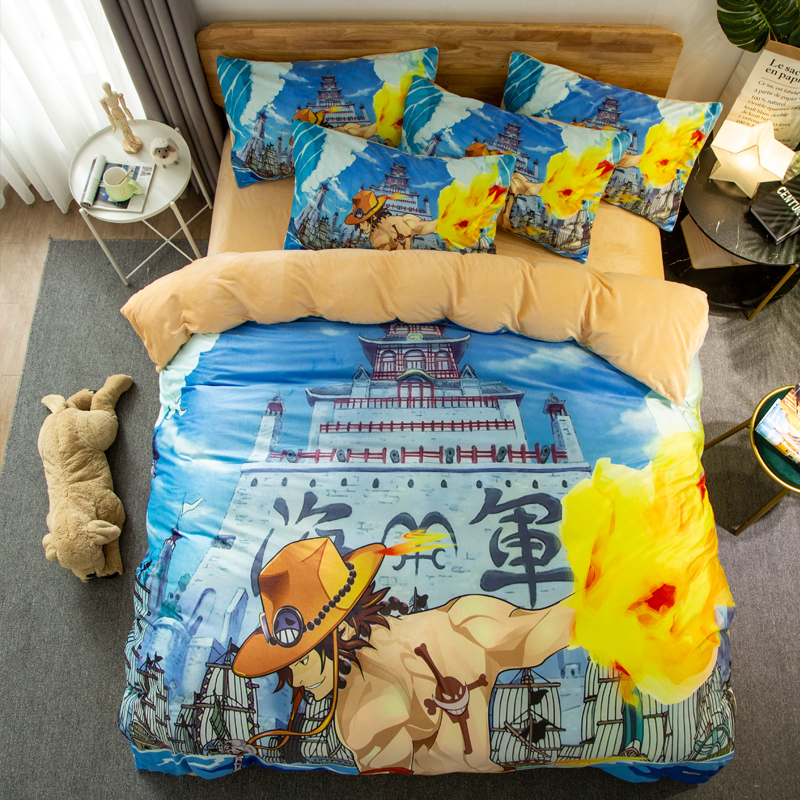 ACECartoon comic Naruto sheet Four piece suit Yu Zhibo Weasel Quilt cover sheet dormitory Three piece set thickening keep warm