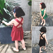 Trẻ em mặc cô gái yếm trong váy mùa hè backless váy 2018 mới Hàn Quốc váy bé công chúa váy mỏng