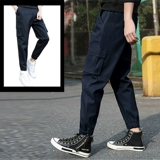 Демисезонные дорожные штаны, эластичная талия, на шнурках, свободный крой