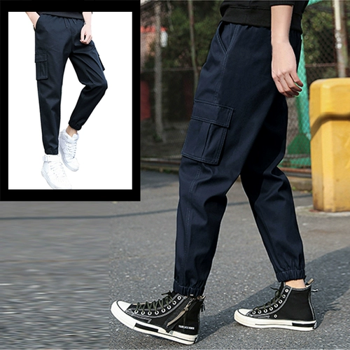 Демисезонные дорожные рабочие штаны, эластичная талия, на шнурках, свободный крой