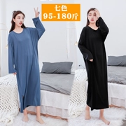 Modal nightdress nữ mùa hè mỏng phần tay áo dài có thể mặc cotton kích thước lớn váy dài chất béo mm đồ ngủ