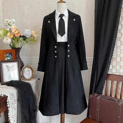 taobao agent Tie, pleated skirt, demi-season long classic suit jacket