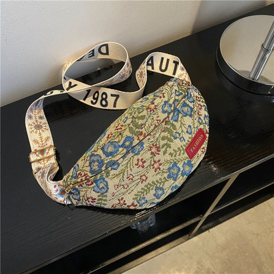 taobao agent Retro unisex chest bag, shoulder bag, in Japanese style, flowered, for leisure
