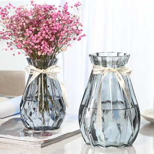 【两只】玻璃透明欧式花瓶摆件