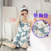 Miễn phí mặc áo ngực Hàn Quốc váy ngủ mùa hè dễ thương cotton dây đeo váy ngủ cô gái ngọt ngào với dịch vụ nhà ngực