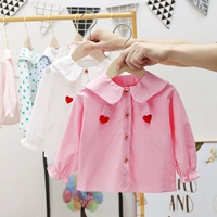 Осенняя рубашка, детский хлопковый кардиган, демисезонный топ для девочек, коллекция 2021, в корейском стиле, длинный рукав
