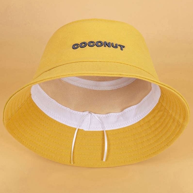 D76 Yellow (Single Side Wear / Adjustable) Cotton Coco（this year popular Of Hat new pattern 2021 Spring black two-sided  Women's hat Fisherman hat Cool young fashion