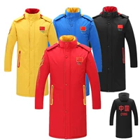 Mùa đông nam giới và phụ nữ vận động viên đào tạo coat Trung Quốc đội trưởng quốc gia cộng với nhung dày trẻ em của mùa đông đào tạo coat jacket áo phao hàng hiệu