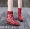 Cần cẩu trắng tinh khiết mùa thu gió quốc gia mắt cá chân giày cổ Hanfu cũ giày vải Bắc Kinh thêu giày trẻ em bốt da lộn cổ ngắn
