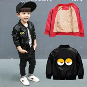 2018 áo khoác da trẻ em Hàn Quốc mới cộng với áo khoác nhung trẻ em quần áo mùa đông trẻ em mùa thu và áo khoác da mùa đông