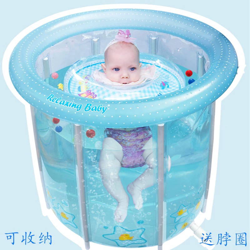 Em bé khung bể bơi nhà gấp lưu trữ tắm thùng bơi bé lớn sơ sinh trong suốt - Bể bơi / trò chơi Paddle