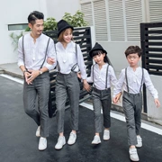 Quần áo mùa thu cha mẹ 2019 gia đình thủy triều mới ba áo sơ mi trắng dài tay yếm mẹ và con gái nữ khí ngoại - Trang phục dành cho cha mẹ và con