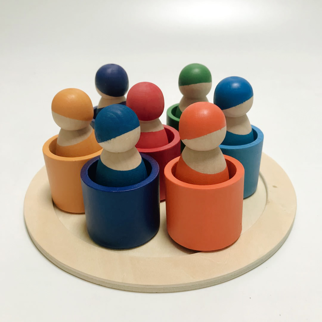 Birch & Villain In The CupRainbow Series weather scene build Solid wood Building blocks granule Toys Frosted ball Forest Tree  house Coral