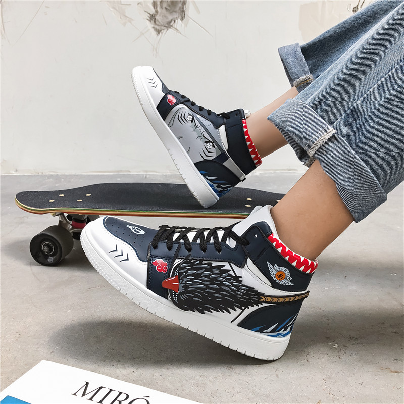 Blue [Ghost Shark]Pikachu  jointly Sauron Naruto AJ Men's Shoes Eldest child Hip hop Street dance Fashion shoes junior middle school student leisure time boy skate shoes
