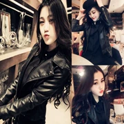 Áo khoác da nữ nhỏ ngắn đoạn xuân hè 2019 phiên bản Hàn Quốc mới của nữ sinh hoang dã bf áo khoác da xe máy màu đen nữ - Quần áo da