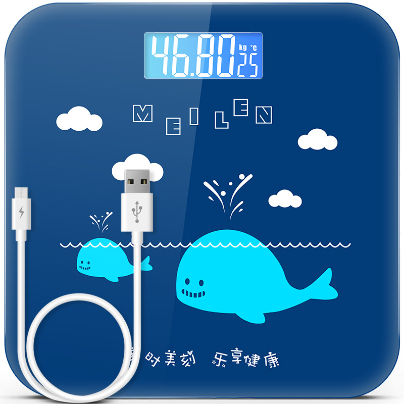 Little Whale (28 * 28)Weighing scale household accurate durable jin lovely girl Cartoon Body scale high-precision lb pound Weight loss scale dormitory