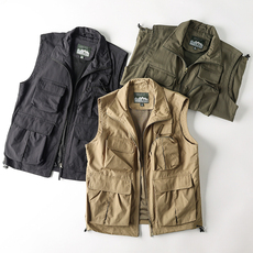 Безрукавка 户外登山钓鱼大码马甲！科技防泼水！男士工装多口袋立领马甲背心