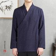 Phong cách Trung Quốc vải lanh nam cải tiến Hanfu lỏng kích thước lớn retro gió bông Ma Dao quần áo quần áo Gu Shi thiền - Trang phục dân tộc