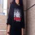 Áo thun ngắn tay Hàn Quốc nữ bf gió Harajuku đỏ lỏng Học sinh Hàn Quốc năm điểm tay áo chữ hoang dã mùa hè - Áo phông áo phông rộng Áo phông