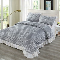 Bộ đồ giường châu Âu ba mảnh đơn giản theo phong cách công chúa xù lông xù đôi sử dụng tấm trải giường kép phủ giường 1,8m - Trải giường ra giường