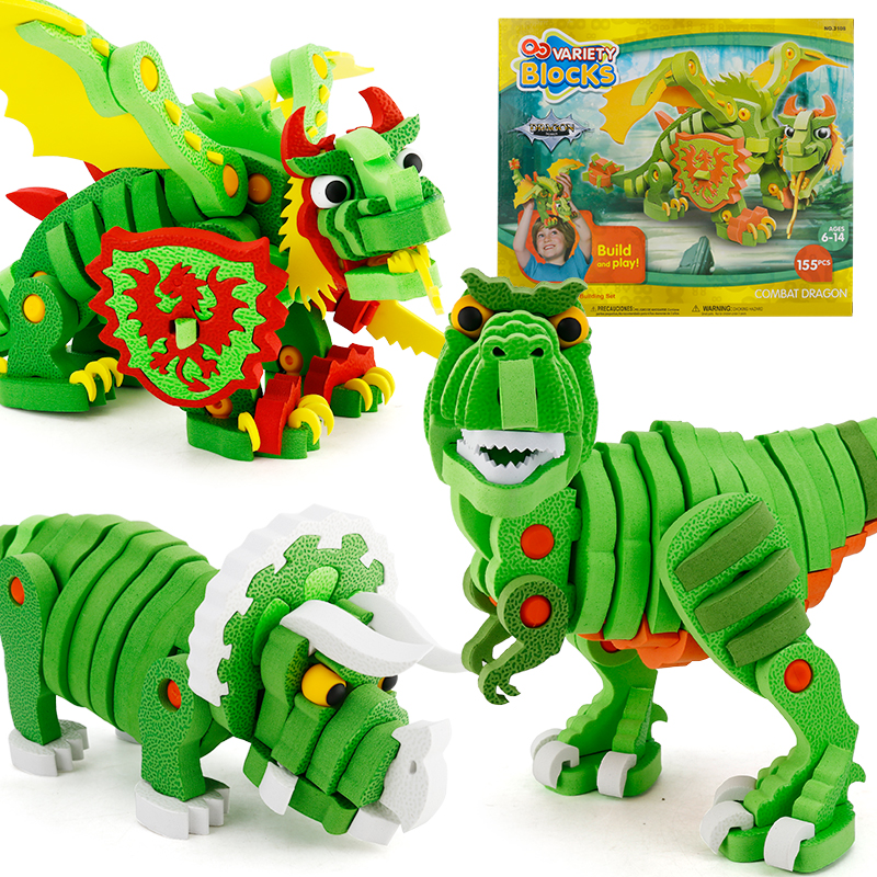 儿童3D立体益智玩具积木拼接恐龙模型