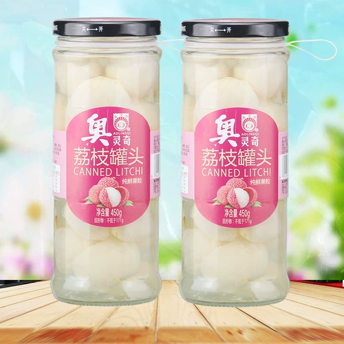 奥灵奇 Litchi Cans 450G*2 бутылки чистого свежего фруктового зернового стекла консервированных пищи