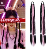 Парик, хвостик, черные розовые дреды с косичкой для плетения волос, наращивание волос