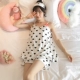 Phong cách Hàn Quốc treo đồ ngủ phụ nữ mùa hè mỏng phần hai bộ đồ cotton phù hợp với sinh viên tươi phục vụ nhà bông giản dị kích thước lớn - Cặp đôi