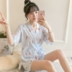 Đồ ngủ nữ mùa hè cotton ngắn tay ngắn Quần áo kimono phong cách Nhật Bản phục vụ nhà mỏng mỏng kích thước lớn phù hợp với hai mảnh - Giống cái