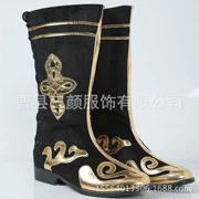 Giày nam truyền thống thiểu số màu đen Giày ống cao cổ Tây Tạng Mông Cổ Tân Cương Uygur biểu diễn điệu nhảy