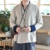 Áo xuân nam Hanfu áo sơ mi nam áo gió Trung Quốc thanh niên Trung Quốc nằm thiền phục vụ trà quốc phục - Trang phục dân tộc Trang phục dân tộc